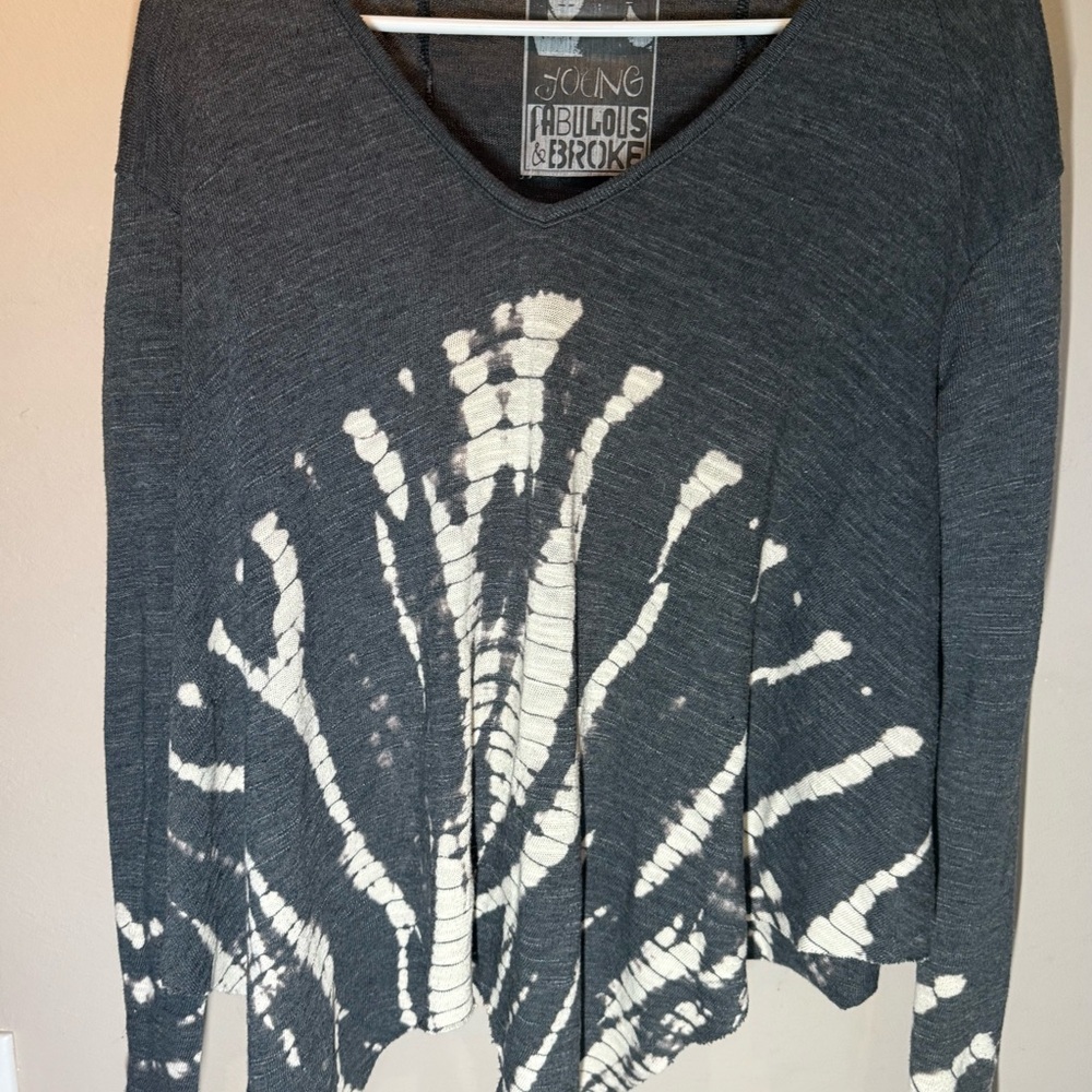 Young Fabulous & Broke Black and Blue Asymmetrical 3/4 Sleeve Hoodie